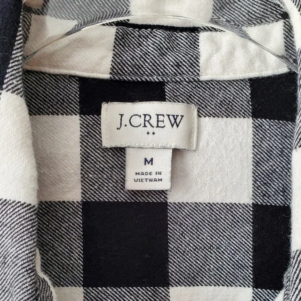 J Crew Women Plaid Flannel Shacket Shirt Jacket M LumberJane Cabin Gorp Outdoors